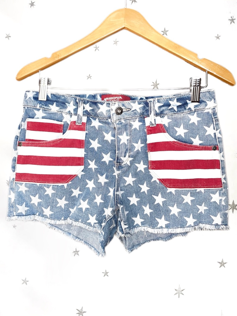 Arizona Jean Company Patriotic Stars & Stripes Denim Shorts  - 16 1/2 PLUS